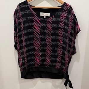 Black and Pink Patterned Women's Blouse